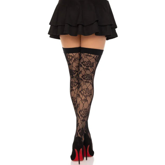 LEG AVENUE - MEDIAS RED ROSAS SILVESTRES NEGRO - Nuvica