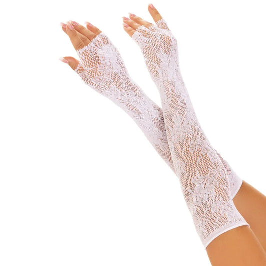 LEG AVENUE - GUANTES SIN DEDOS RED FLORAL NEGRO - Nuvica