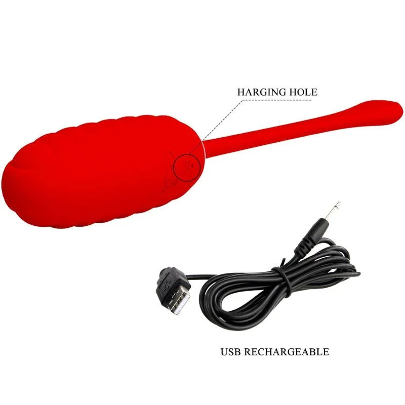 PRETTY LOVE - KIRK HUEVO VIBRADOR RECARGABLE ROJO - Nuvica