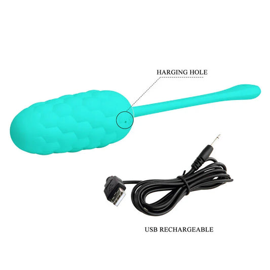 PRETTY LOVE - HUEVO VIBRADOR CON TEXTURA MARINA RECARGABLE VERDE AGUA - Nuvica