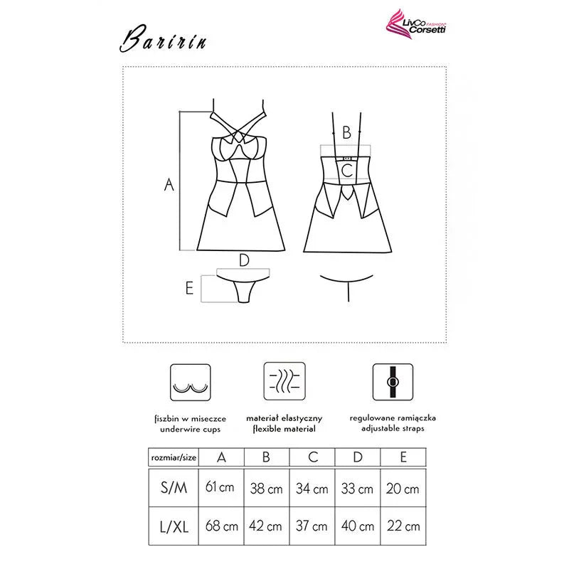 LIVCO CORSETTI FASHION - BARIRIN LC 90633 FALDA + PANTY NEGRO L/XL - Nuvica