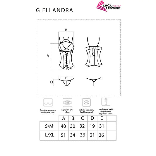 LIVCO CORSETTI FASHION - GIELLANDRA FOR THE SENSES COLLECTION CORSET + PANTY NEGRO S/M - Nuvica