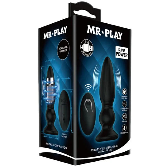 MR PLAY - VIBRADOR POTENTE CONTROL REMOTO ANAL PLUG NEGRO - Nuvica