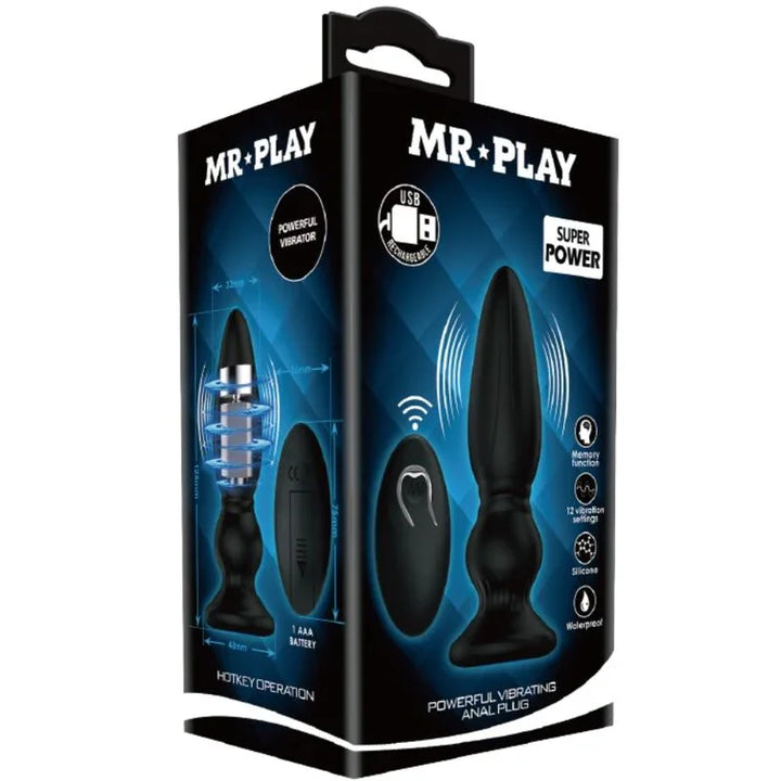 MR PLAY - VIBRADOR POTENTE CONTROL REMOTO ANAL PLUG NEGRO - Nuvica