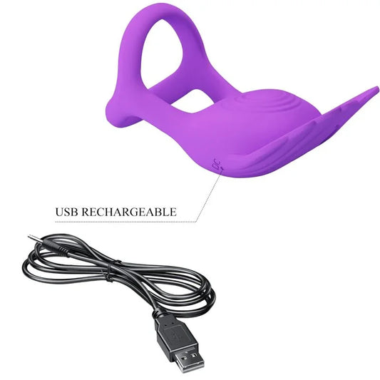 PRETTY LOVE - SILAS ANILLO VIBRADOR 7 VIBRACIONES SILICONA LILA - Nuvica
