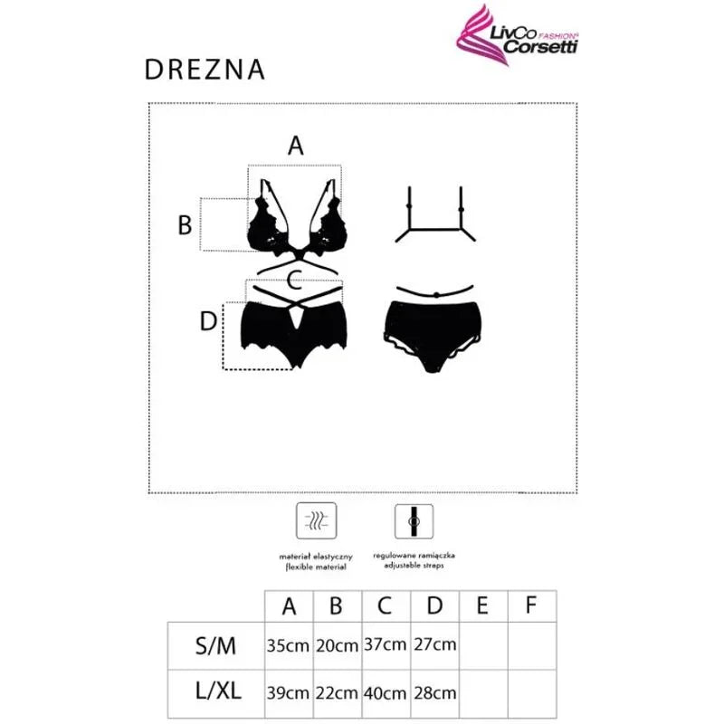 LIVCO CORSETTI FASHION - DREZNA LC 90733 SUJETADOR + PANTY NEGRO S/M - Nuvica