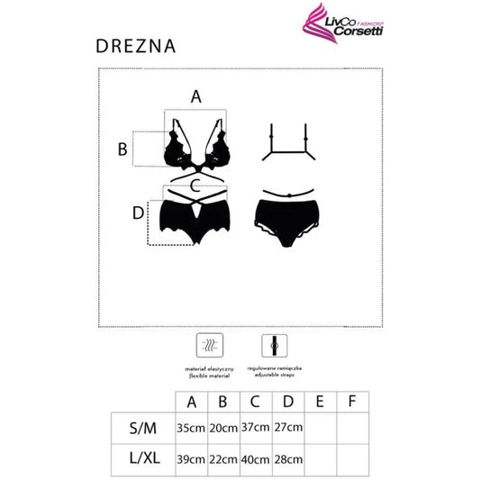 LIVCO CORSETTI FASHION - DREZNA LC 90733 SUJETADOR + PANTY NEGRO S/M - Nuvica
