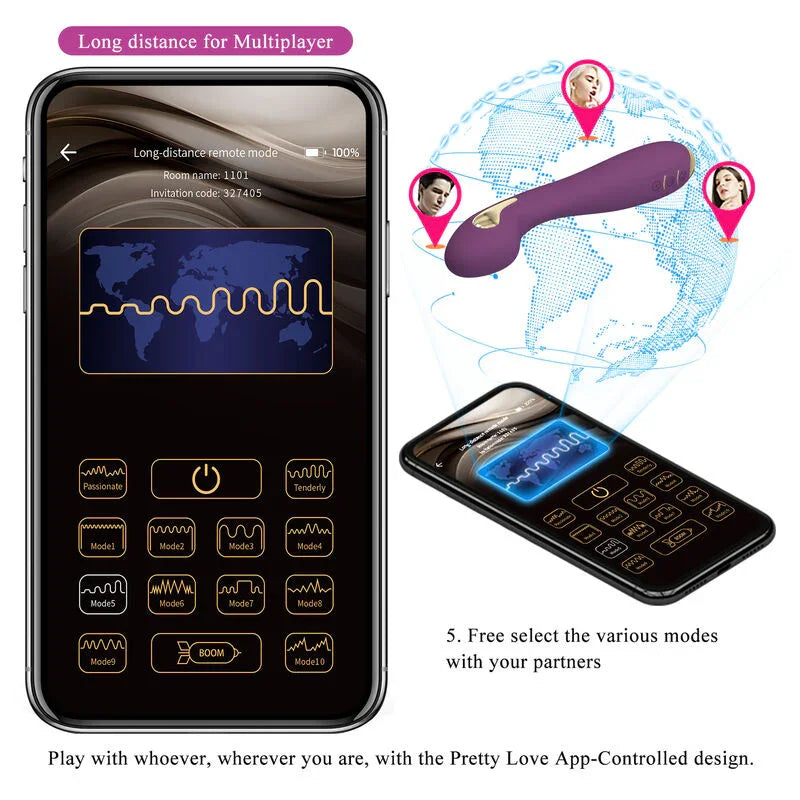 PRETTY LOVE - HECTOR VIBRADOR ELECTROSHOCK POR CONTROL POR APP LILA - Nuvica