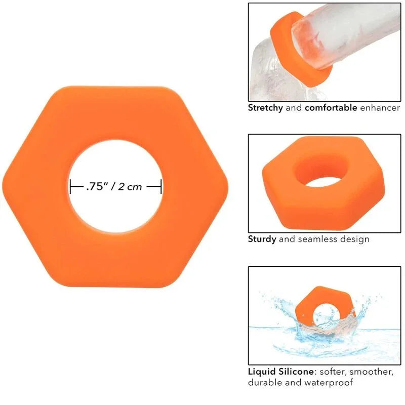 CALEXOTICS - ALPHA ANILLO PROLONG SEXGONO NARANJA - Nuvica