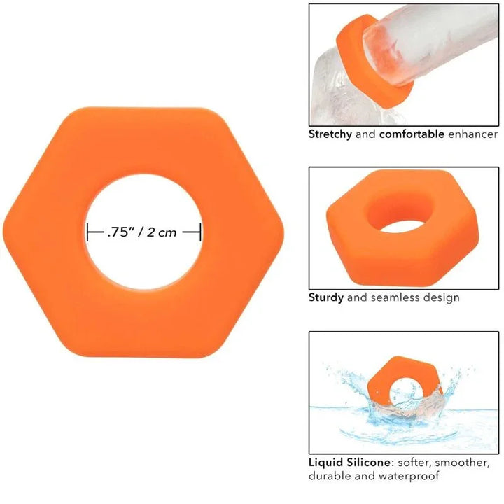CALEXOTICS - ALPHA ANILLO PROLONG SEXGONO NARANJA - Nuvica