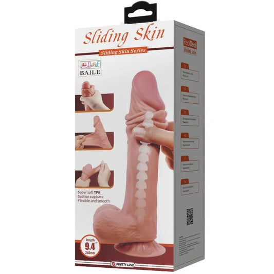 PRETTY LOVE - SLIDING SKIN SERIES DILDO REALÍSTICO CON VENTOSA PIEL DESLIZANTE MORENO 24 CM - Nuvica