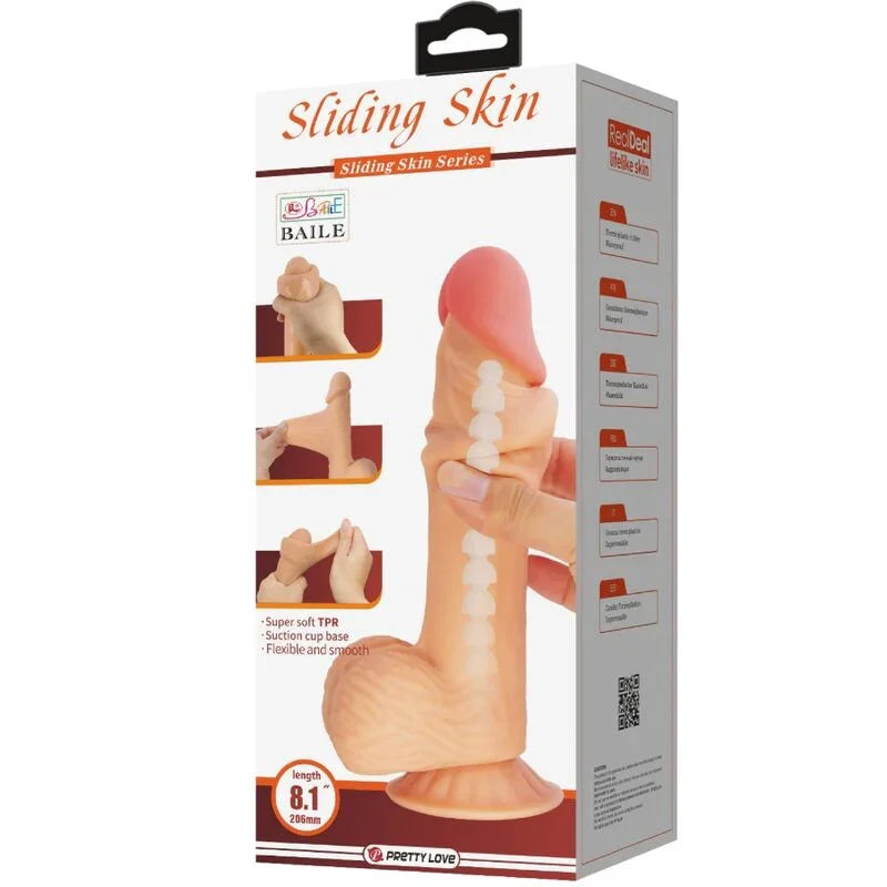 PRETTY LOVE - SLIDING SKIN SERIES DILDO REALÍSTICO CON VENTOSA PIEL DESLIZANTE 20.6 CM - Nuvica