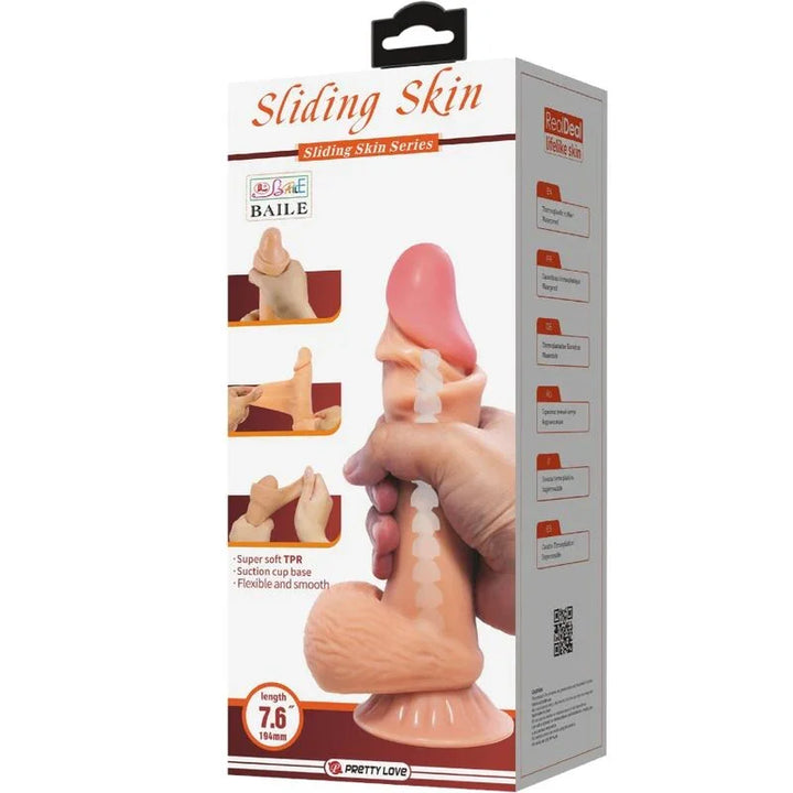 PRETTY LOVE - SLIDING SKIN SERIES DILDO REALÍSTICO CON VENTOSA PIEL DESLIZANTE 19.4 CM - Nuvica