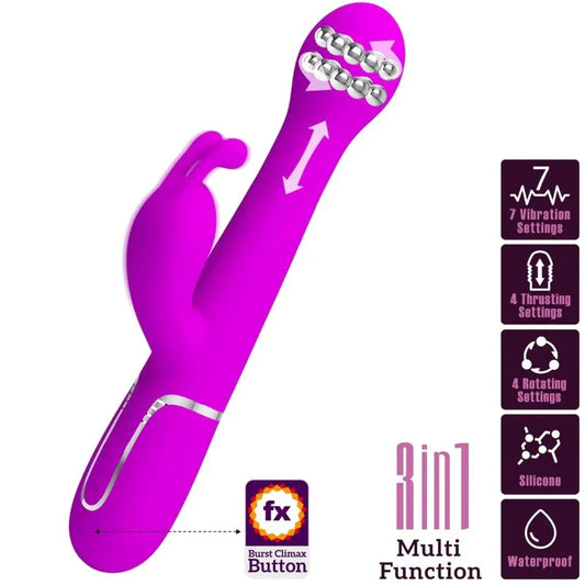 PRETTY LOVE - DEJON VIBRADOR RABBIT 3 EN 1 MULTIFUNCIÓN VIOLETA - Nuvica