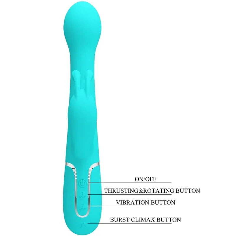 PRETTY LOVE - DEJON VIBRADOR RABBIT 3 EN 1 MULTIFUNCIÓN VERDE AGUA - Nuvica
