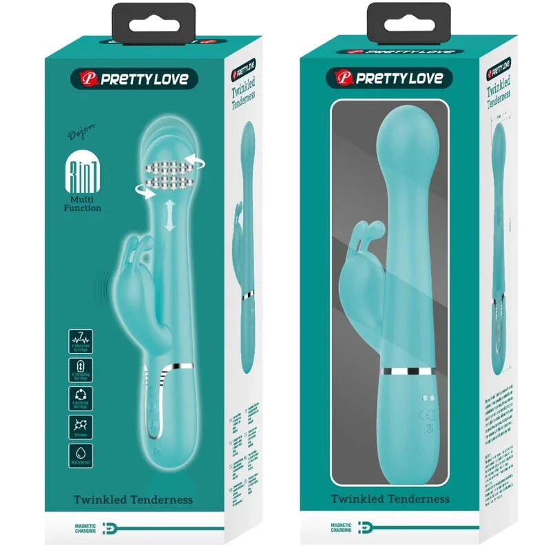 PRETTY LOVE - DEJON VIBRADOR RABBIT 3 EN 1 MULTIFUNCIÓN VERDE AGUA - Nuvica