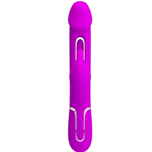 PRETTY LOVE - KAMPAS VIBRADOR RABBIT 3 EN 1 MULTIFUNCIÓN CON LENGUA FUCSIA - Nuvica