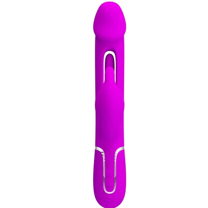 PRETTY LOVE - KAMPAS VIBRADOR RABBIT 3 EN 1 MULTIFUNCIÓN CON LENGUA FUCSIA - Nuvica