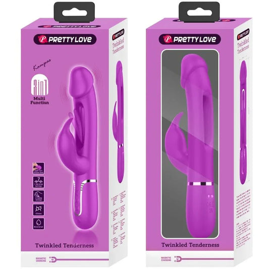 PRETTY LOVE - KAMPAS VIBRADOR RABBIT 3 EN 1 MULTIFUNCIÓN CON LENGUA FUCSIA - Nuvica