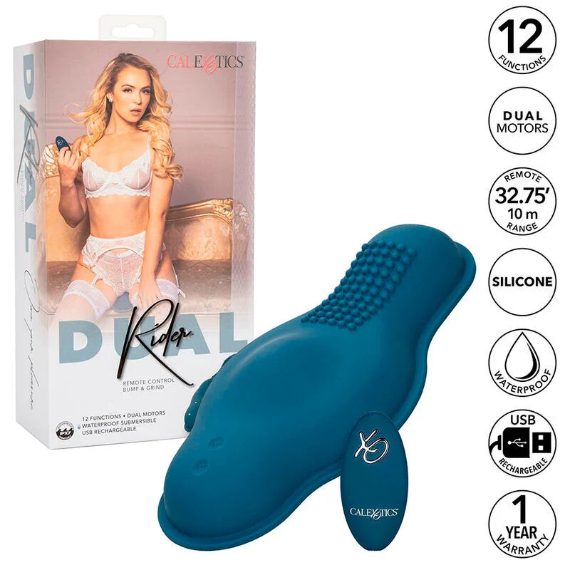 CALEXOTICS - RIDER MASAJEADOR DOBLE MOTOR CONTROL REMOTO AZUL - Nuvica