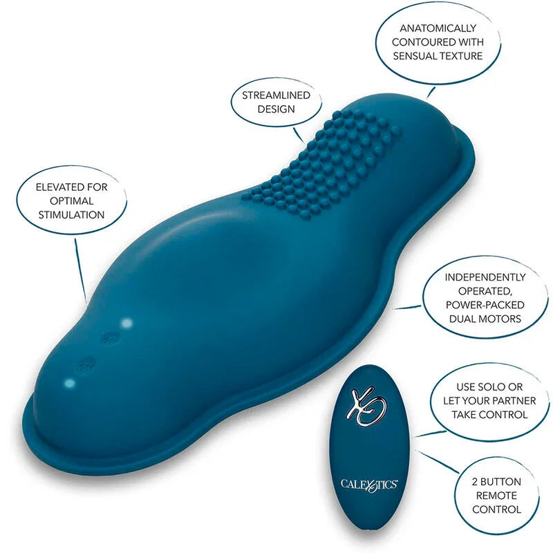CALEXOTICS - RIDER MASAJEADOR DOBLE MOTOR CONTROL REMOTO AZUL - Nuvica