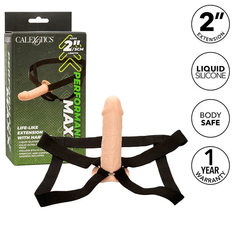 CALEXOTICS - PERFORMANCE MAXX EXTENSIÓN REALISTA CON ARNÉS PIEL CLARO - Nuvica