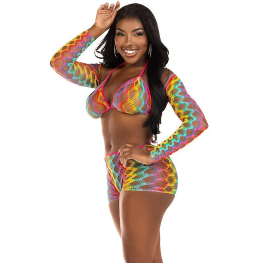 LEG AVENUE - SET TRES PIEZAS MULTICOLOR - Nuvica