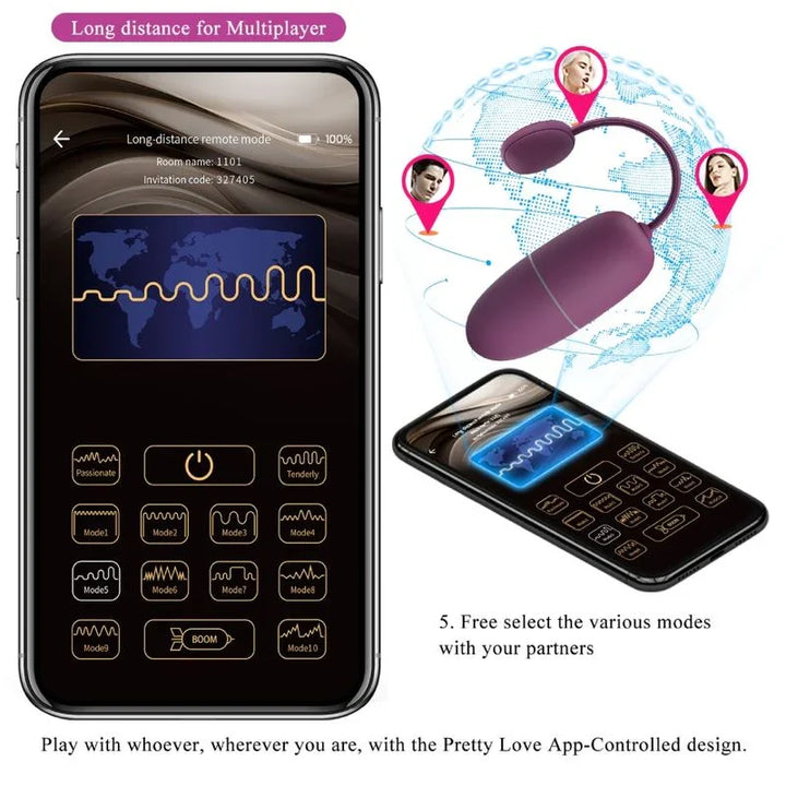 PRETTY LOVE - NYMPH HUEVO VIBRADOR CONTROLADO POR APP LILA - Nuvica