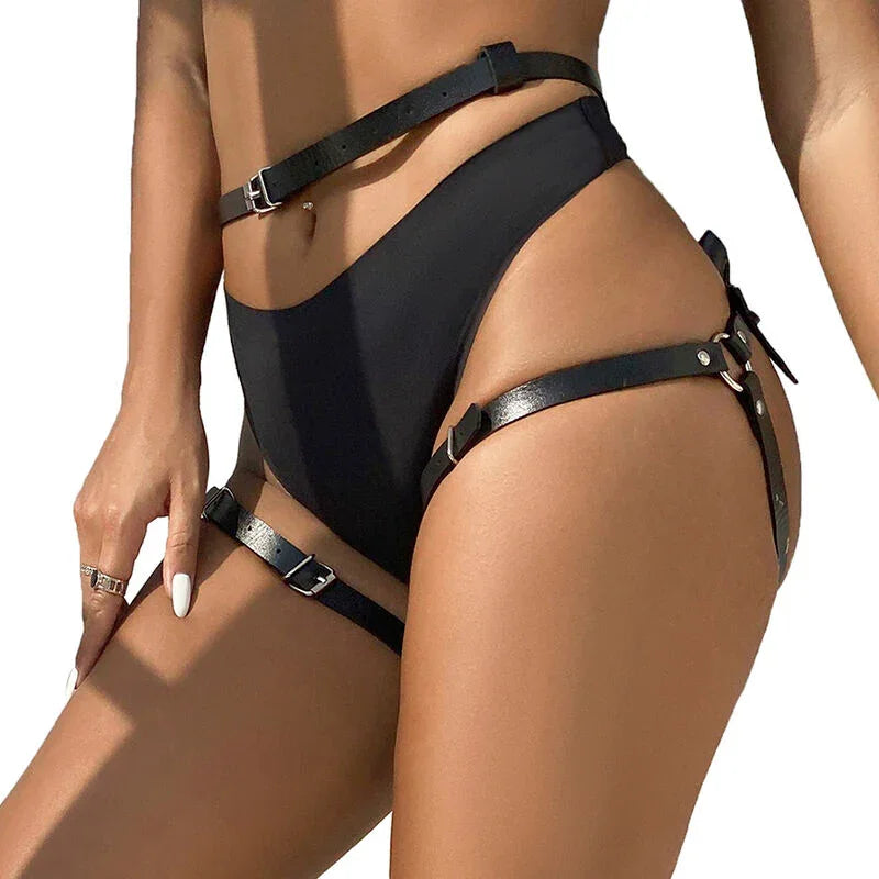 SUBBLIME - ARNÉS CINTURA Y PIERNAS CUERO NEGRO TALLA ÚNICA - Nuvica