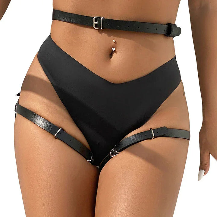SUBBLIME - ARNÉS CINTURA Y PIERNAS CUERO NEGRO TALLA ÚNICA - Nuvica