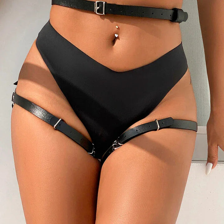 SUBBLIME - ARNÉS CINTURA Y PIERNAS CUERO NEGRO TALLA ÚNICA - Nuvica