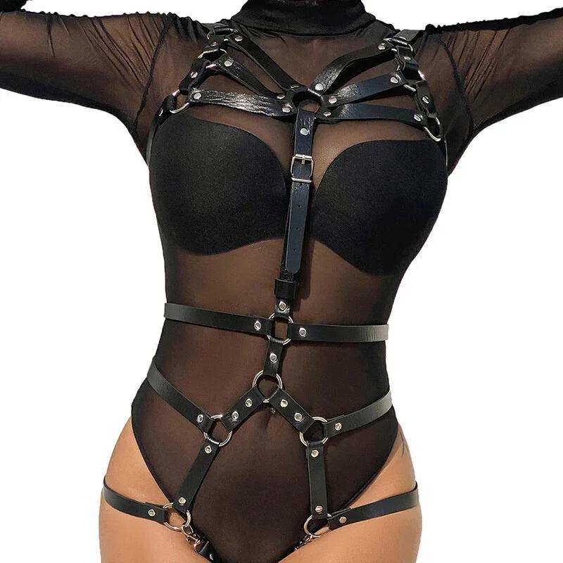 SUBBLIME - ARNÉS DE CUERPO CORREAS AJUSTABLE CUERO NEGRO TALLA ÚNICA - Nuvica