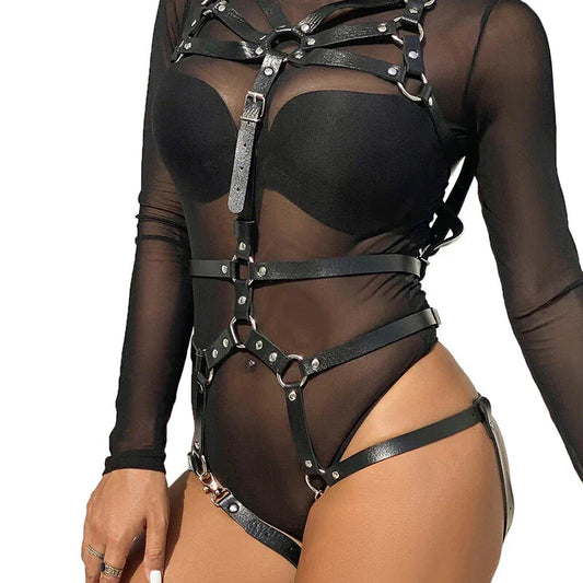 SUBBLIME - ARNÉS DE CUERPO CORREAS AJUSTABLE CUERO NEGRO TALLA ÚNICA - Nuvica