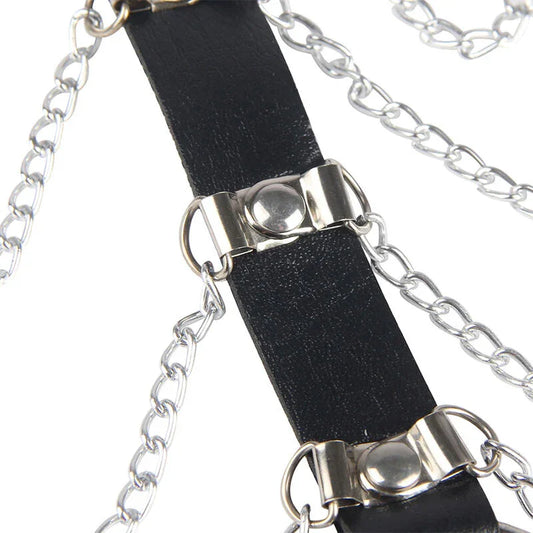 SUBBLIME - ARNÉS DE PECHO CADENAS CUERO NEGRO TALLA ÚNICA - Nuvica