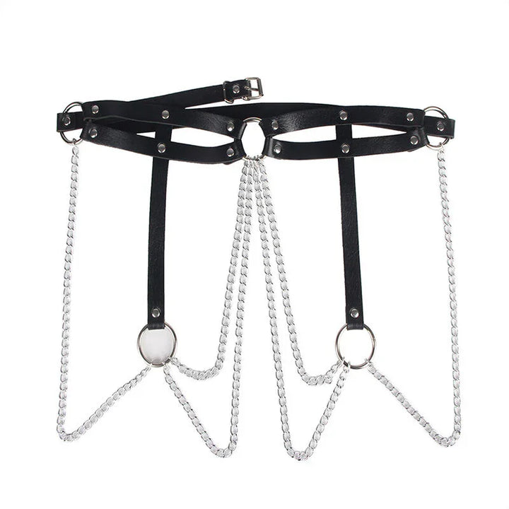 SUBBLIME - CINTURON DE CADENAS ANILLAS CUERO NEGRO TALLA ÚNICA - Nuvica