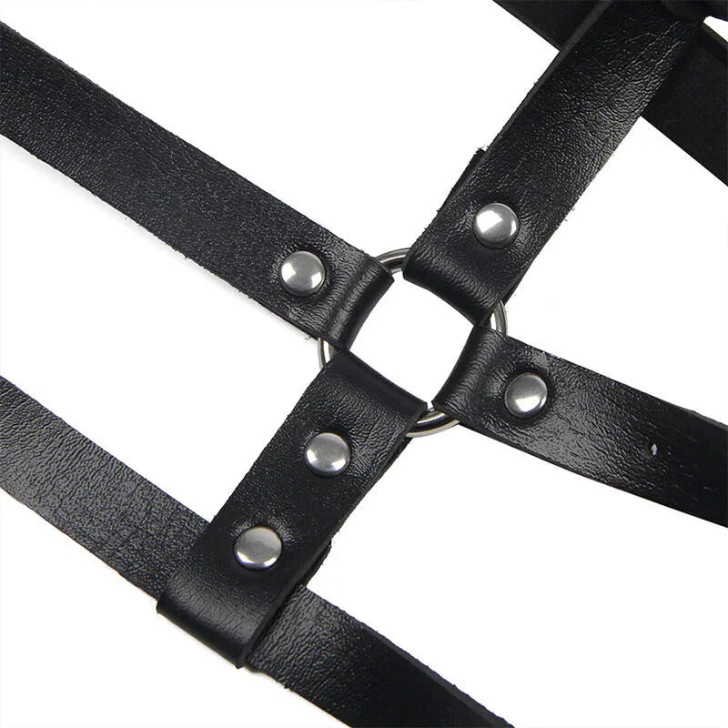 SUBBLIME - ARNÉS DE PECHO ANILLAS DE CUERO NEGRO TALLA ÚNICA - Nuvica