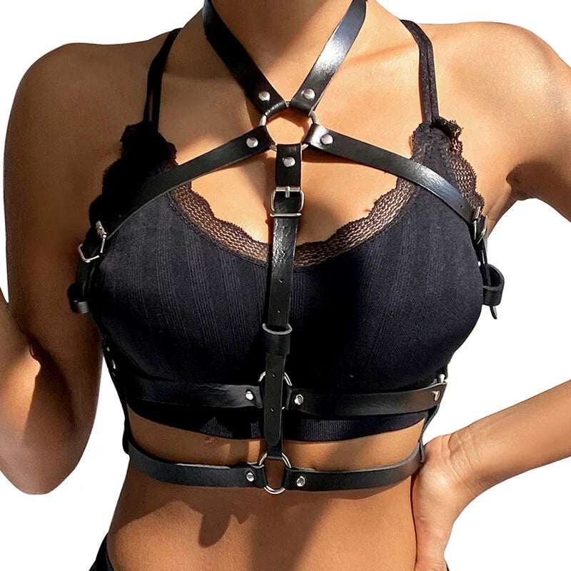 SUBBLIME - ARNÉS DE PECHO ANILLAS DE CUERO NEGRO TALLA ÚNICA - Nuvica