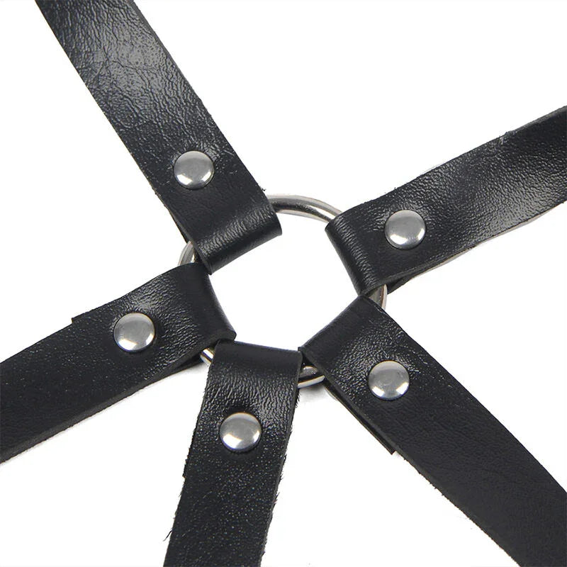 SUBBLIME - ARNÉS DE PECHO ANILLAS DE CUERO NEGRO TALLA ÚNICA - Nuvica