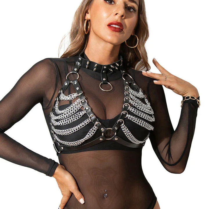 SUBBLIME - ARNÉS SUJETADOR Y COLLAR CON CADENAS TALLA ÚNICA - Nuvica