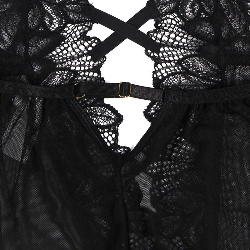 SUBBLIME - TEDDY CUELLO HALTER ESPALDA DESCUBIERTA ENCAJE NEGRO S/M - Nuvica