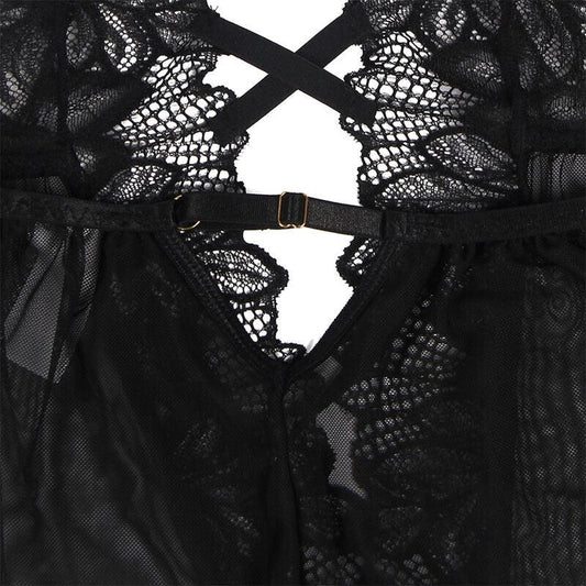SUBBLIME - TEDDY CUELLO HALTER ESPALDA DESCUBIERTA ENCAJE NEGRO S/M - Nuvica