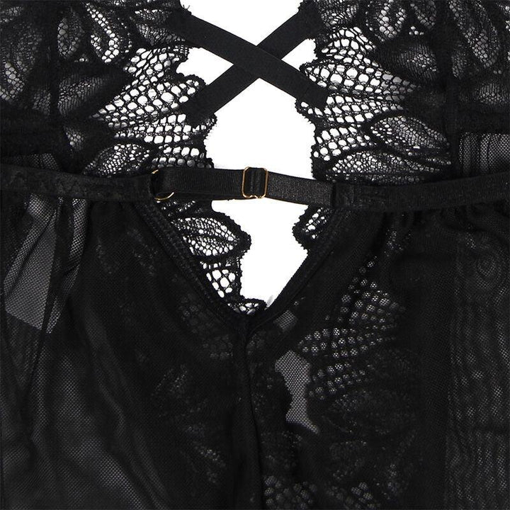 SUBBLIME - TEDDY CUELLO HALTER ESPALDA DESCUBIERTA ENCAJE NEGRO S/M - Nuvica