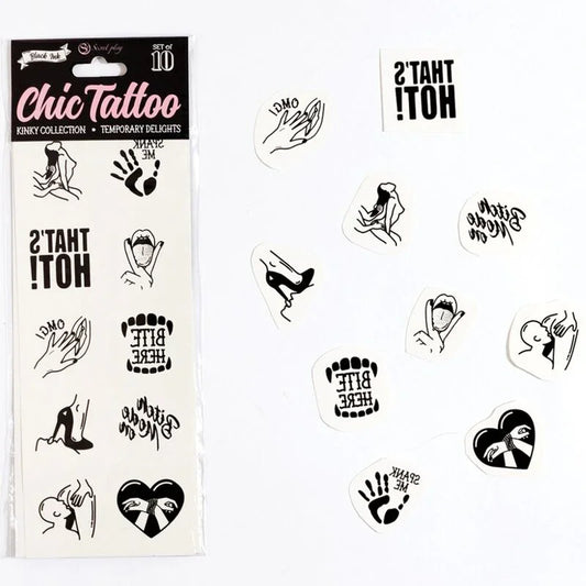 SECRET PLAY - SET DE 10 TATTOOS TEMPORALES KINKY COLLECTION - Nuvica