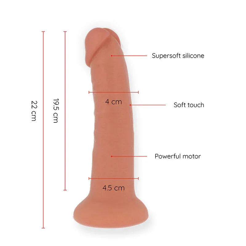 ONINDER - LARGE BOGOTÁ DILDO VIBRADOR 9 VELOCIDADES NATURAL 22 CM -O- 4.5 CM - APP GRATUITA - Nuvica