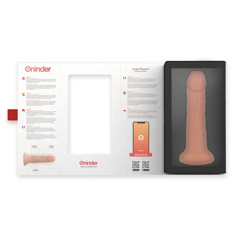 ONINDER - LARGE BOGOTÁ DILDO VIBRADOR 9 VELOCIDADES NATURAL 22 CM -O- 4.5 CM - APP GRATUITA - Nuvica