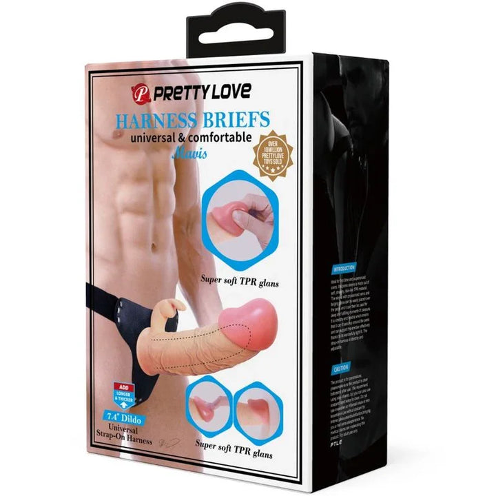 PRETTY LOVE - MAVIS HARNESS BRIEFS UNIVERSAL CON DILDO 19 CM NATURAL - Nuvica