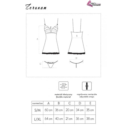 LIVCO CORSETTI FASHION - ZERUNAM SET BABYDOLL + TANGA NEGRO S/M - Nuvica