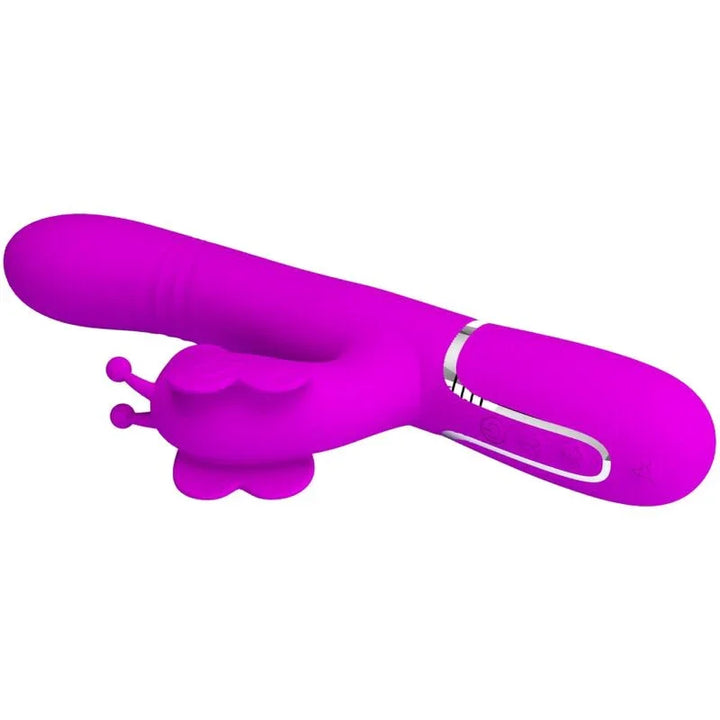 PRETTY LOVE - VIBRADOR RABBIT MULTIFUNCIÓN 4 EN 1 MARIPOSA FUCSIA - Nuvica