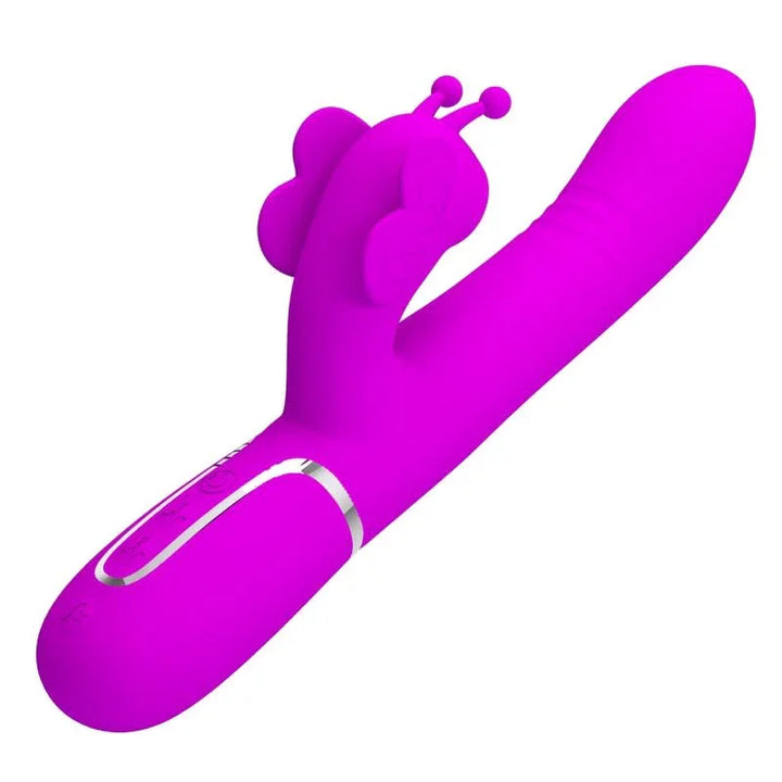 PRETTY LOVE - VIBRADOR RABBIT MULTIFUNCIÓN 4 EN 1 MARIPOSA FUCSIA - Nuvica