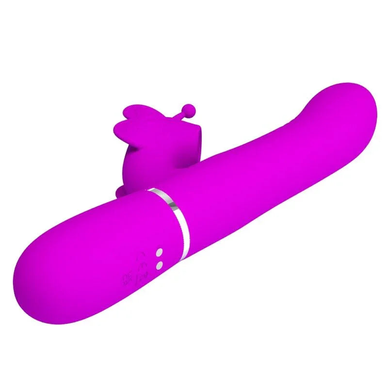 PRETTY LOVE - VIBRADOR RABBIT MULTIFUNCIÓN 4 EN 1 MARIPOSA FUCSIA - Nuvica